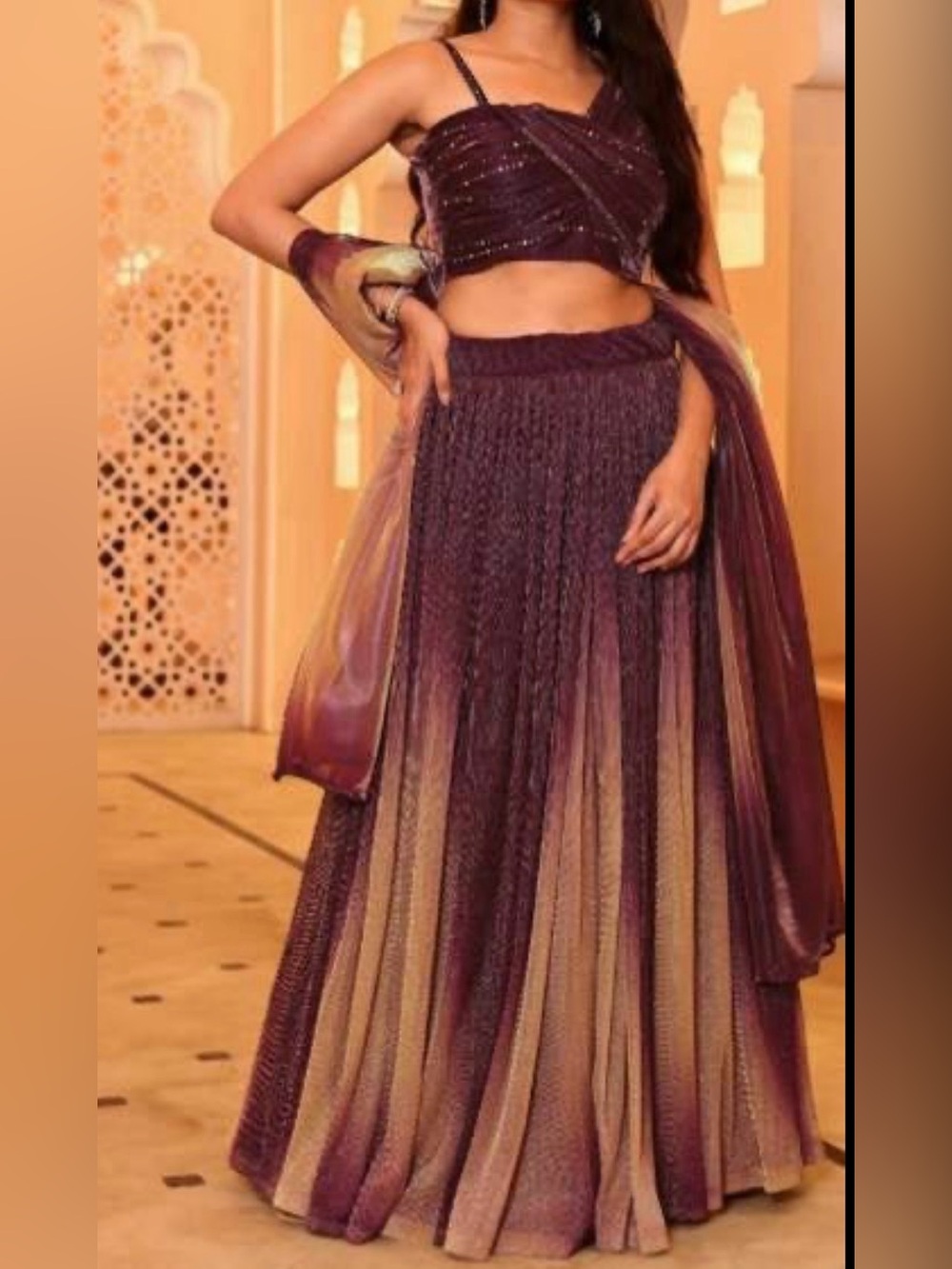 Latest wedding reception party wear Lehenga Choli Dupetta Medium